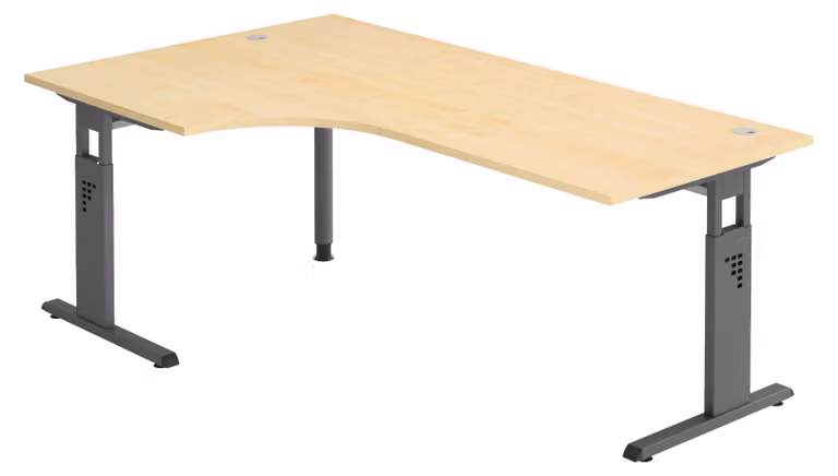 bümö Scrivania Serie-O - Decorazione: acero, struttura: grafite, dimensioni: scrivania angolare 200 x 120 cm