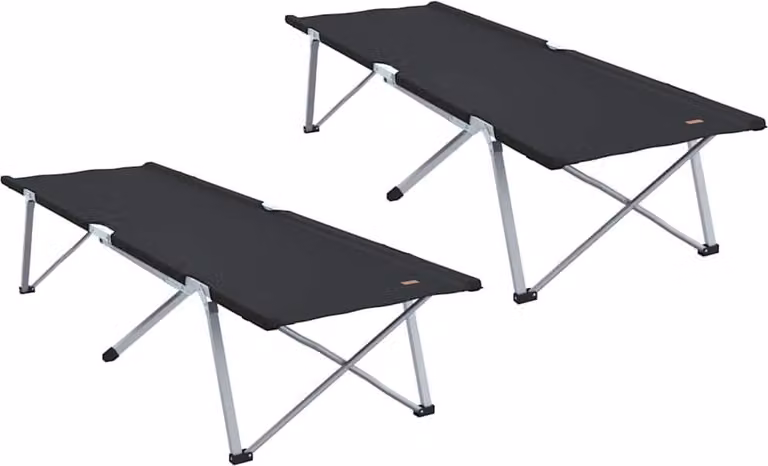 Letto da campeggio pieghevole 2 pcs Nero 194 x 62,5 x 42,5 cm