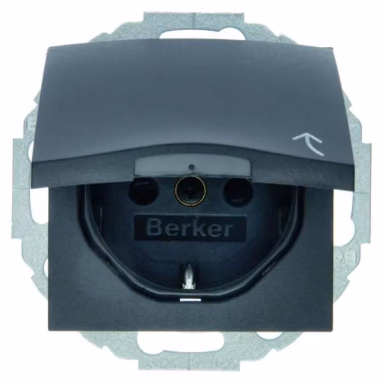 Presa a spina Berker Schuko anth/matt con coperchio incernierato 47441606