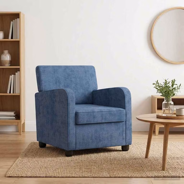 Poltrona lounge moderna vidaXL in tessuto blu con braccioli