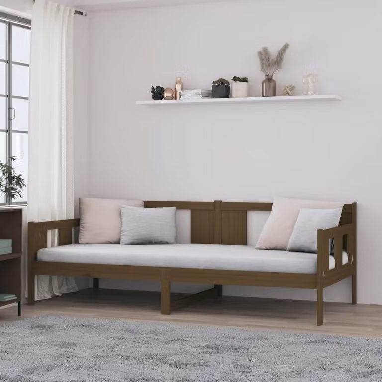 The Living Store Letto da giorno in pino massiccio marrone miele 90x190 cm