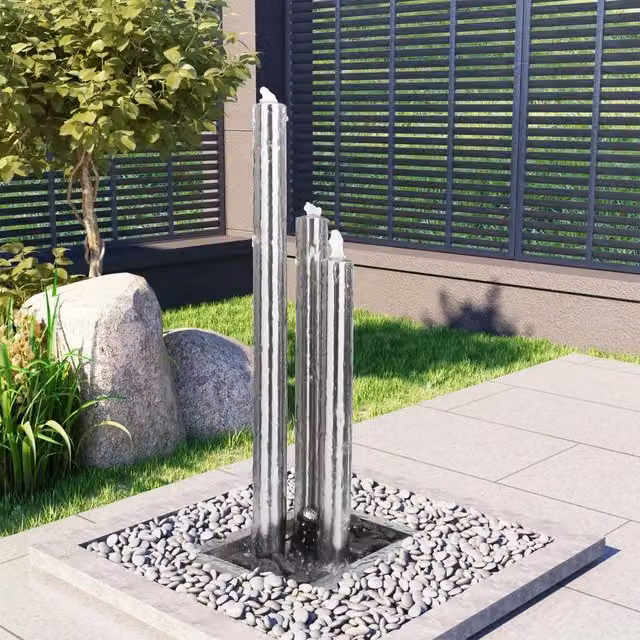 Fontana da Giardino Argento 48x34x123 cm in Acciaio Inox 48091