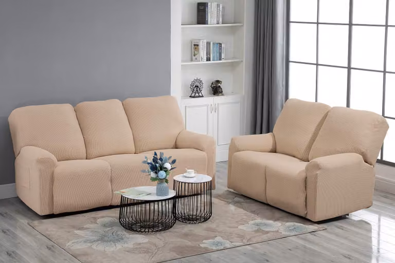 Copertura per poltrona a una piazza, color sabbia, fodera elastica per poltrona relax, ideale per il soggiorno