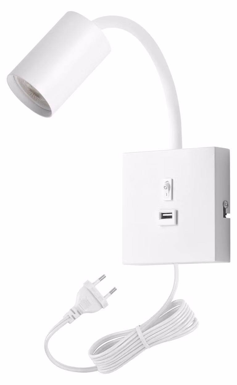 Immax PUNTO-1 faretto da parete flessibile per lampadina GU10 da 9 W/240 V, bianco