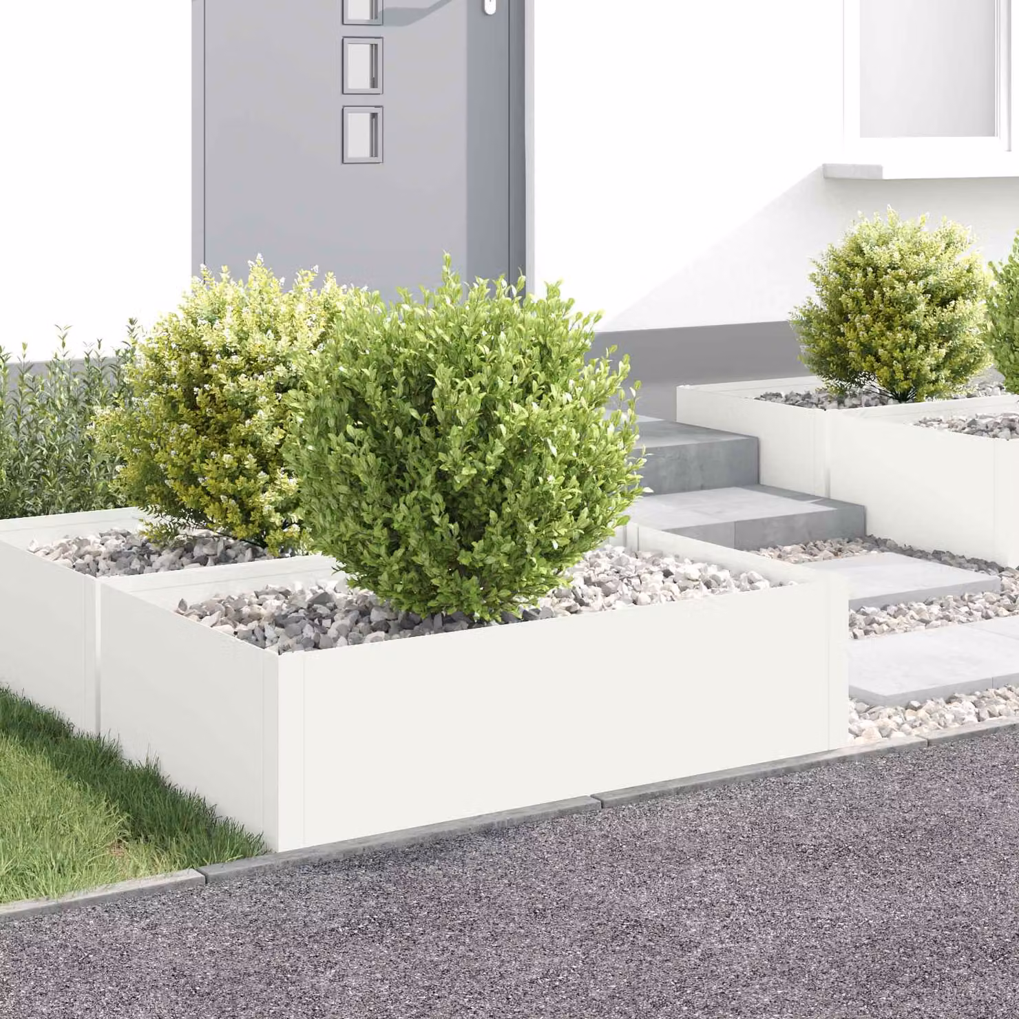 Set di 4 bordure per prato vidaXL in acciaio bianco, L: 100 cm, P: 60 cm, H: 35 cm