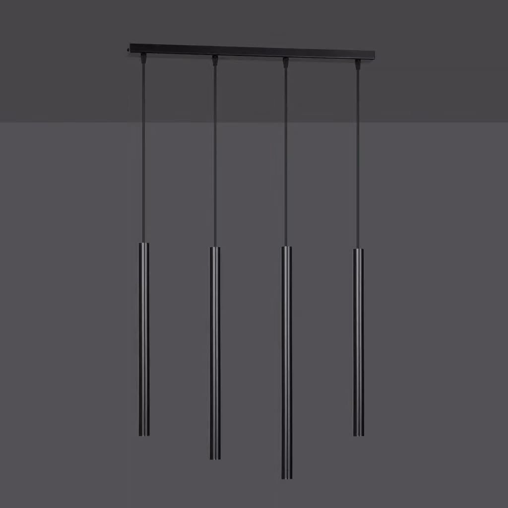 Lampadario Moderno Tsukiyomi Luceart-Classic in Metallo Nero con 4 Paralumi a Cilindro – 2
