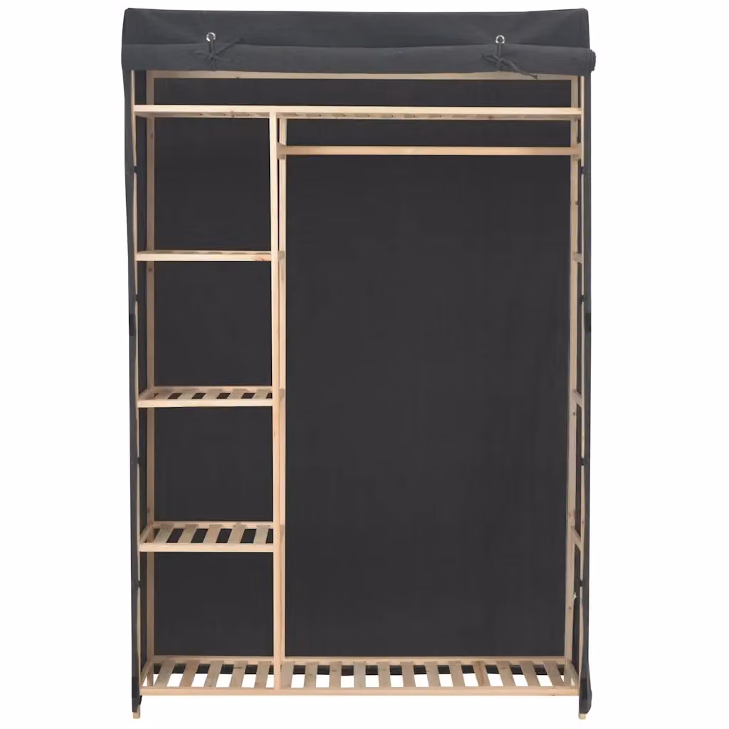 Armadio moderno in tessuto grigio con ripiani interni e appendiabiti L/P/H: 110 x 40 x 170 cm – 2
