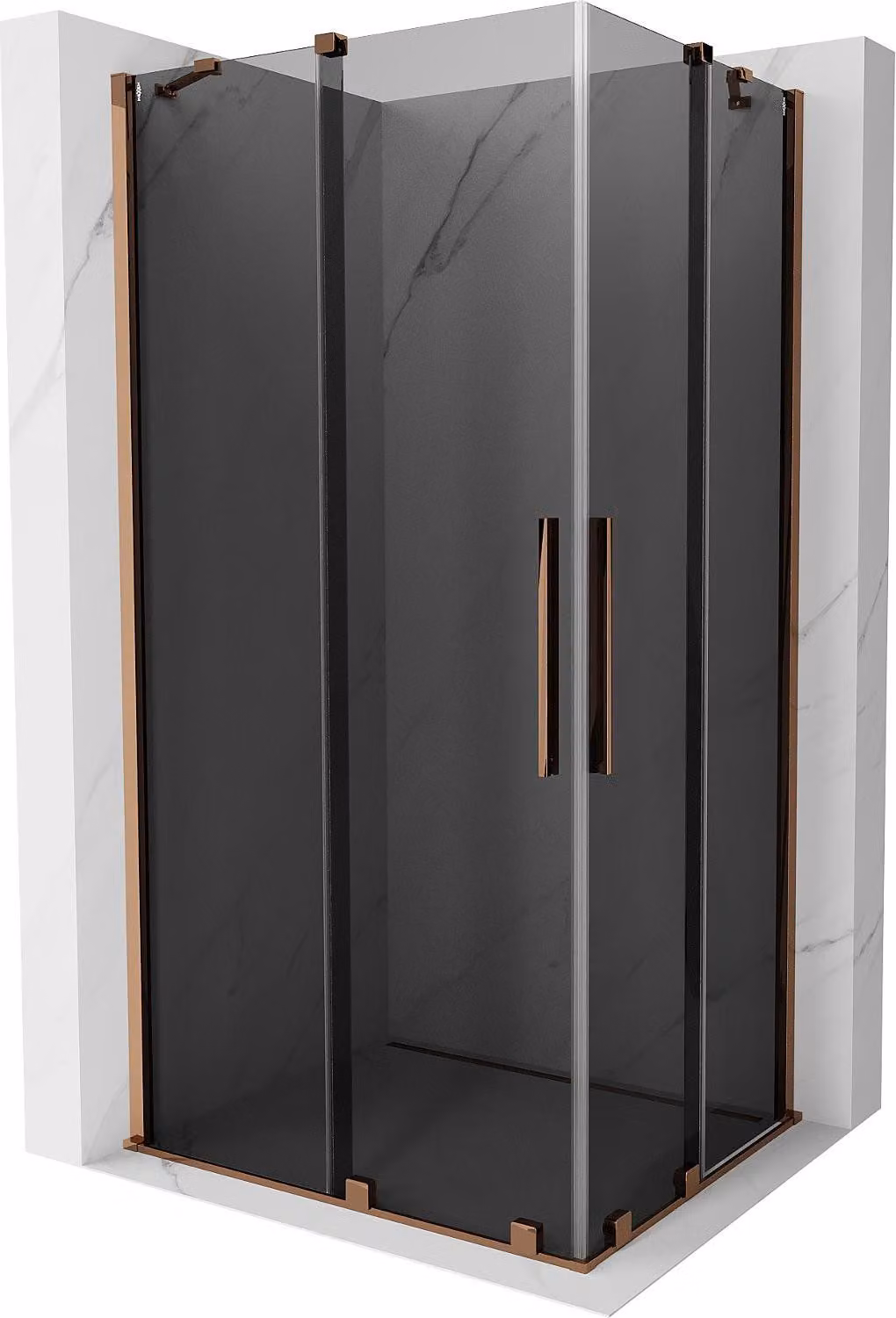 Mexen Velar Duo cabina doccia scorrevole 100 x 90 cm, grafite, oro rosa - 871-100-090-42-60