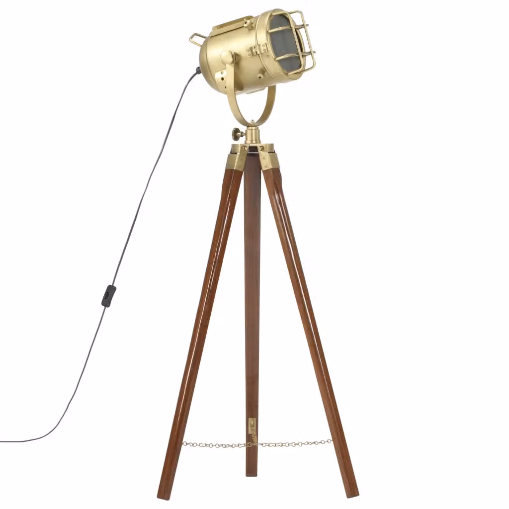 vidaXL Lampada da terra treppiede in legno massiccio di mango 97 cm