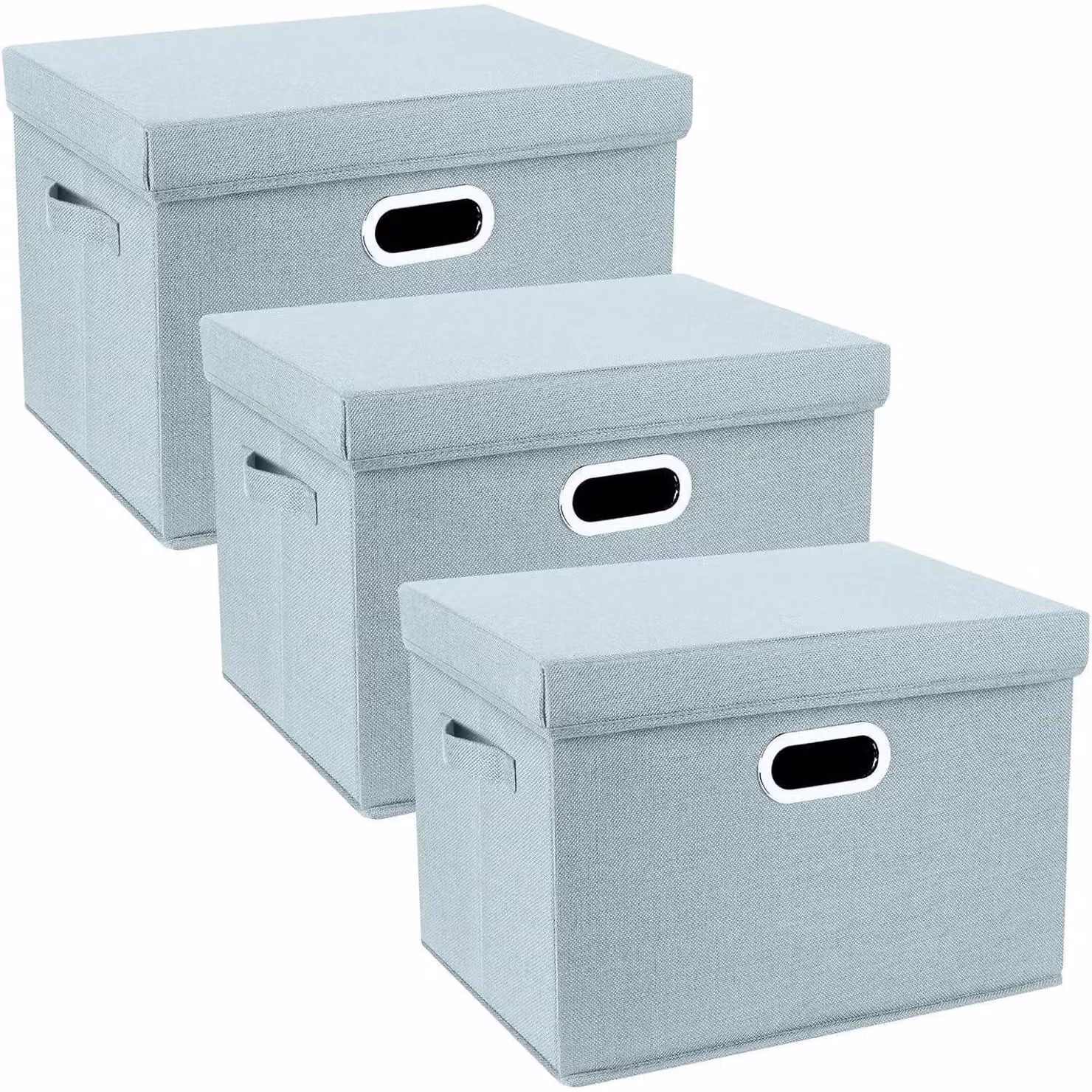 Contenitore con coperchio, in tessuto, pieghevole, lavabile, dimensioni 44x30x29 cm, confezione da 3 pezzi, modello Aqua Spring