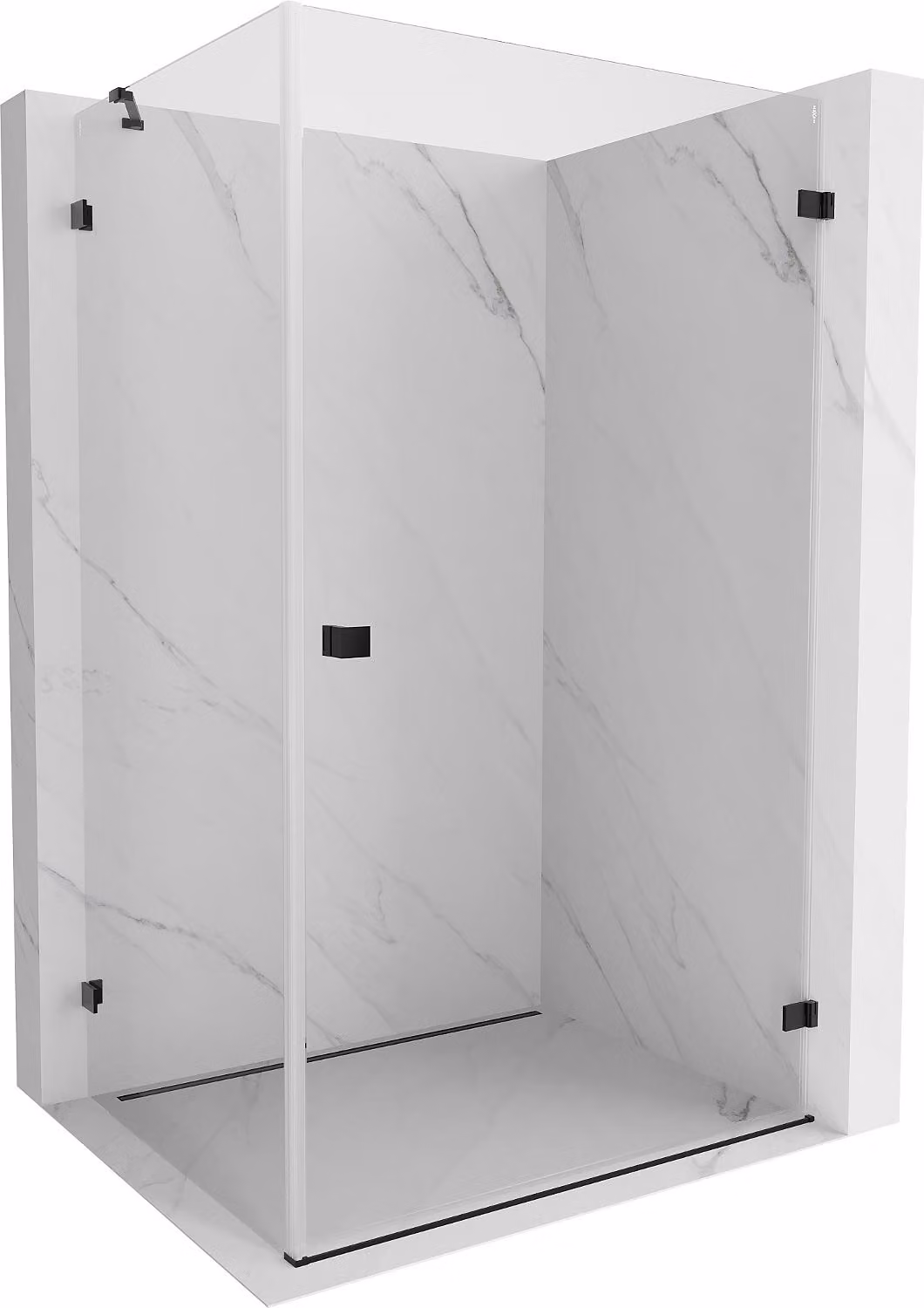 Mexen Lunar-B cabina doccia a battente destra 100 x 80 cm, trasparente, nero - 832-100-080-70-00-P