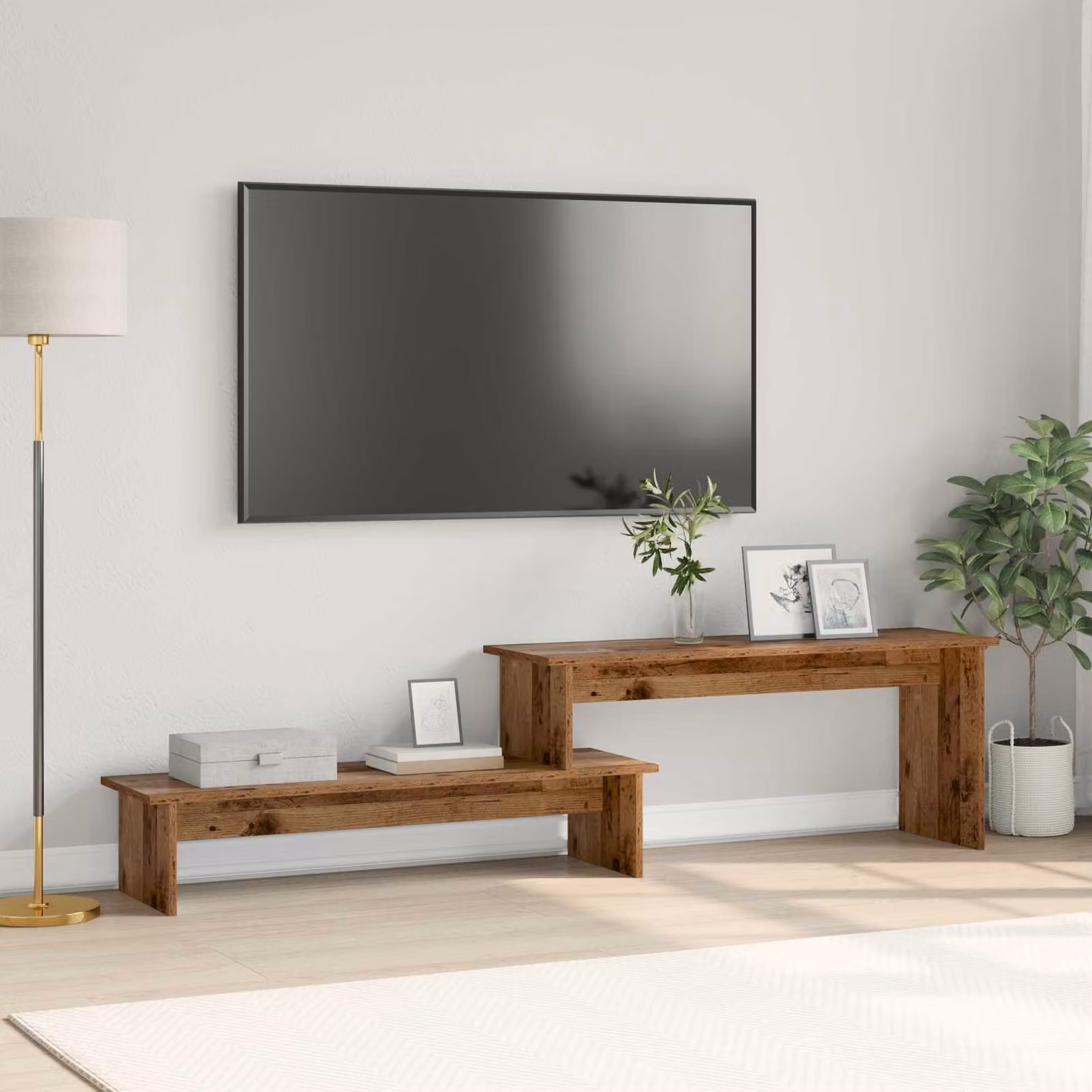 Set mobile TV moderno vidaXL in legno vecchio marrone L: 180,5 cm, P: 30 cm, H: 43 cm