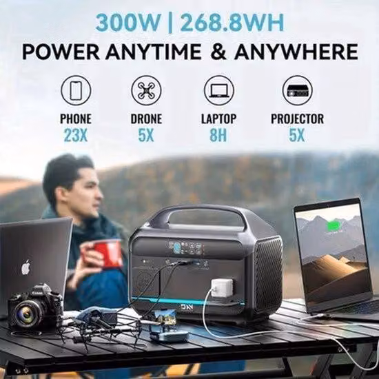 Gruppo di continuità portatile – Generatore mobile – Fonte di energia – Alimentazione da 300W – Batteria agli ioni di litio