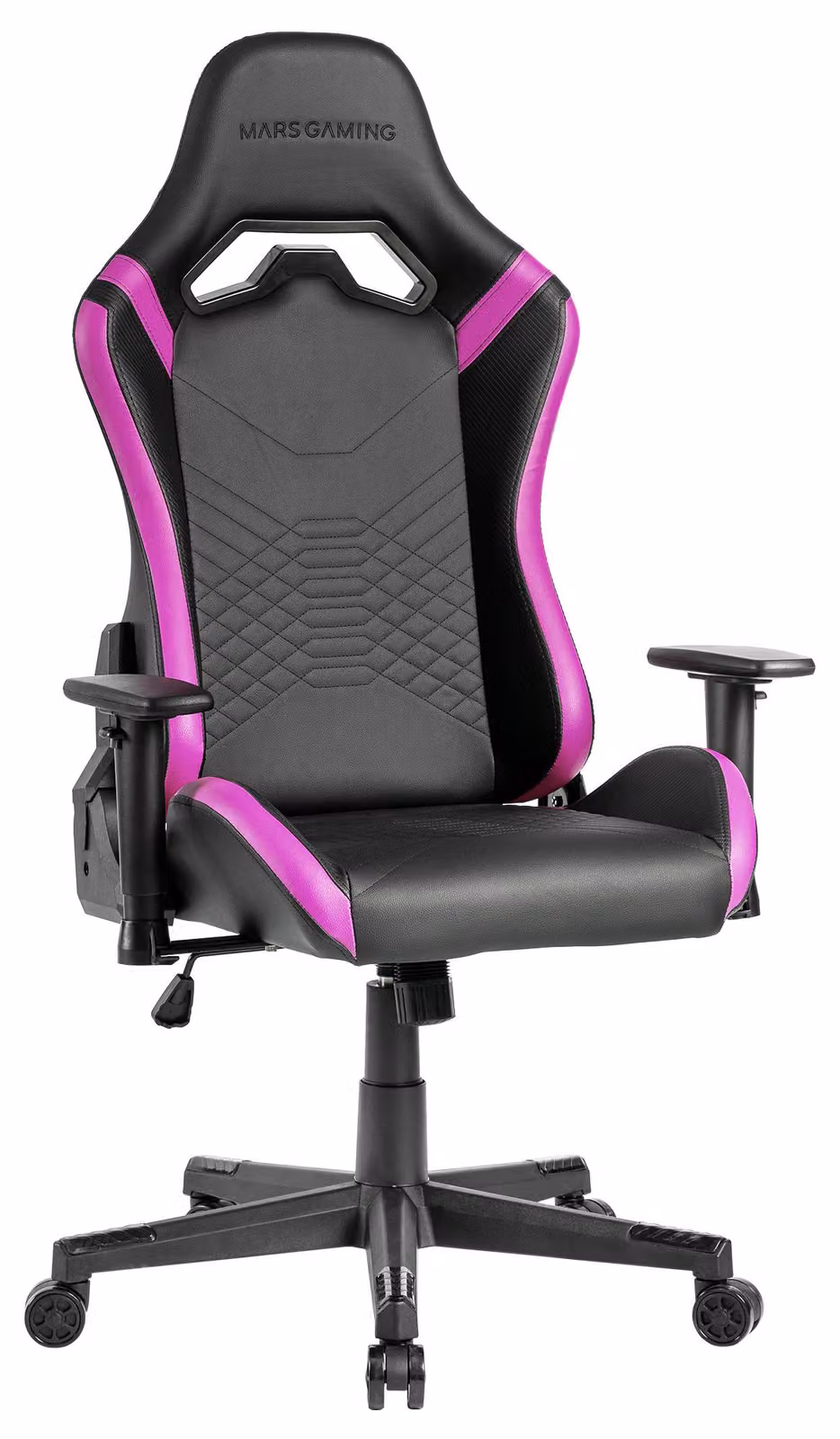 Mars Gaming MGC-Pro, sedia da gioco professionale, superficie in Finto cuoio, braccioli 2D e schienale regolabile a 135°, supporto lombare e cervicale soft-touch, rotelle XL e pistone a gas di classe 4, viola