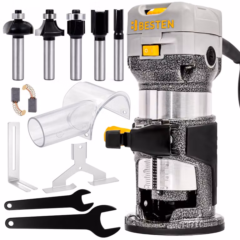 Fresatrice verticale 800 W BESTEN B00025336, fresatrice manuale, con frese, per legno