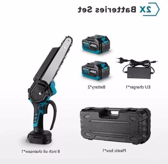 Sega circolare a batteria da 20 cm (8 pollici) senza spazzole, ideale per la lavorazione del legno e il giardinaggio, con 2 batterie incluse