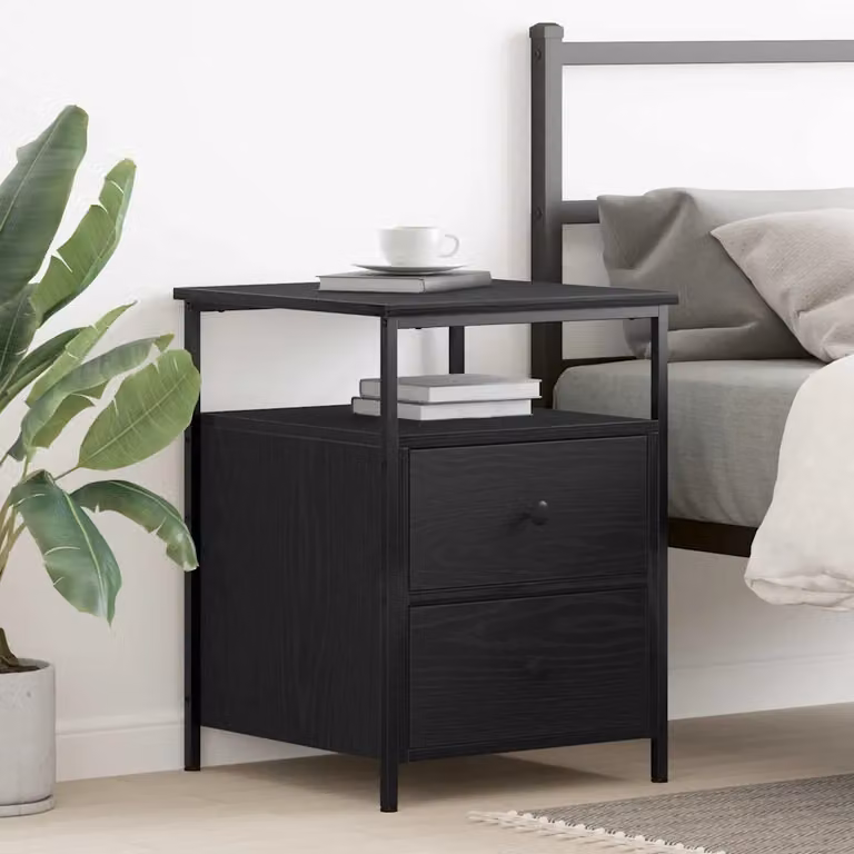 vidaXL Armadio da Notte in Stile Rustico Nero e Marrone L: 34 cm, P: 35,5 cm, H: 50 cm