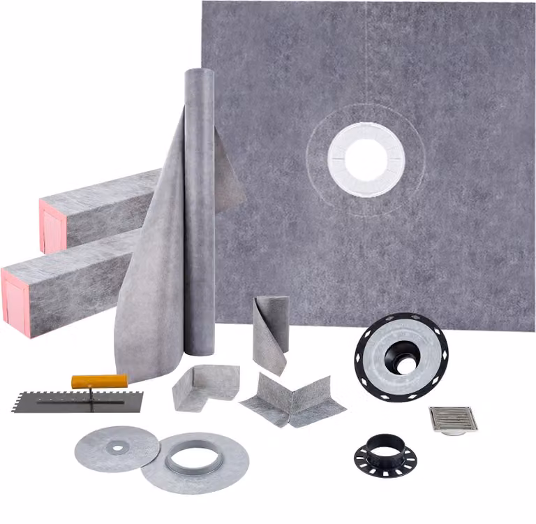 Set per pavimento doccia, dimensioni 1219x1219 mm, impermeabile, con scarico da 10 cm