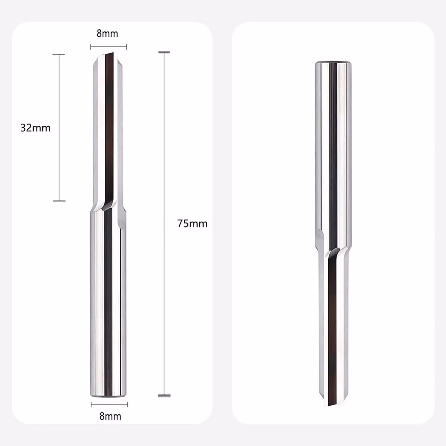 2 frese dritte, diametro 8 mm, lunghezza di taglio 32 mm