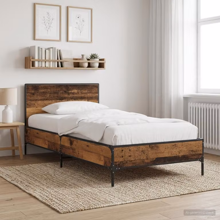 Struttura letto con testata vidaXL in legno color marrone, L 80 cm x P 200 cm, H 103 cm