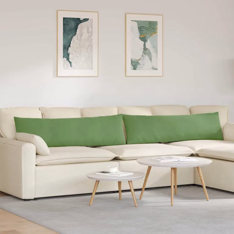 Set di 2 cuscini da divano vidaXL in velluto a coste verde, forma rettangolare, L 145 cm x P 40 cm x H 40 cm