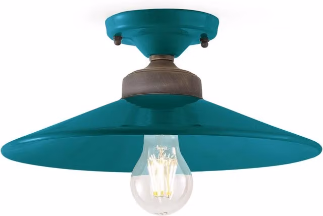 Plafoniera Vintage Colors Ferro E Ceramica Verde Petrolio 1 Luce E27