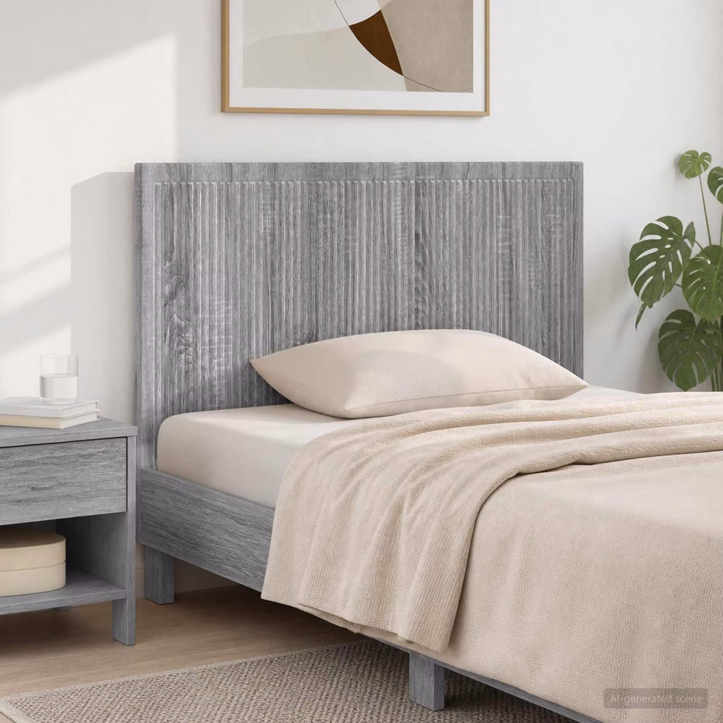 Testiera da muro vidaXL EDE Sonoma grigio in legno ingegnerizzato con ripiano integrato
