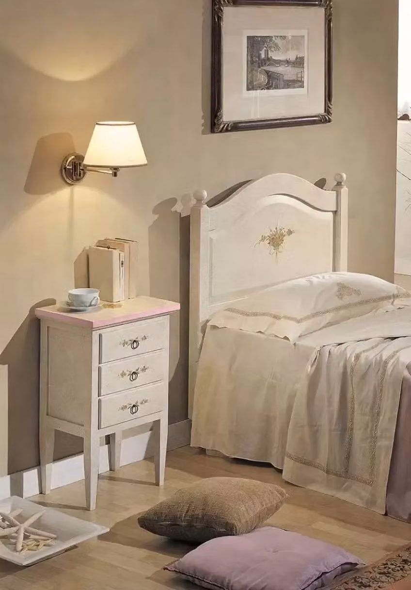 Comodino con 3 cassetti in legno bianco e rosa Mobili 2G L: 43 cm, P: 33 cm, H: 70 cm – 1