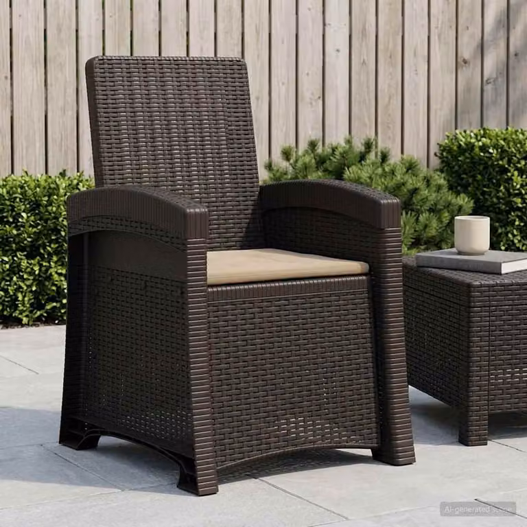 Sedia da giardino reclinabile vidaXL con cuscini in effetto rattan, resistente alle intemperie, disponibile in antracite, beige o marrone