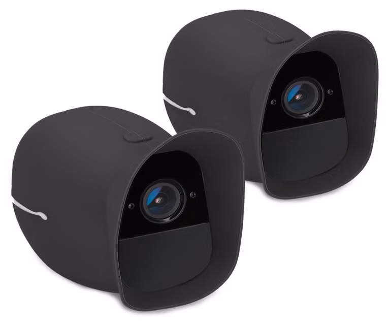 kwmobile 2x Custodia protettiva per Arlo Pro / Pro 2 - Custodia intelligente - Custodia in silicone per telecamera di sorveglianza - Copertura parasole - Custodia per telecamera, nera