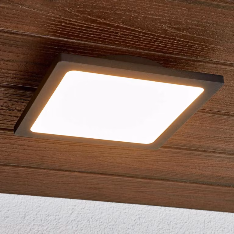 Lucande Plafoniera LED da esterni Mabella, 23 cm, antracite Mabella, Nero, Alluminio, Moderno, Plafoniere LED