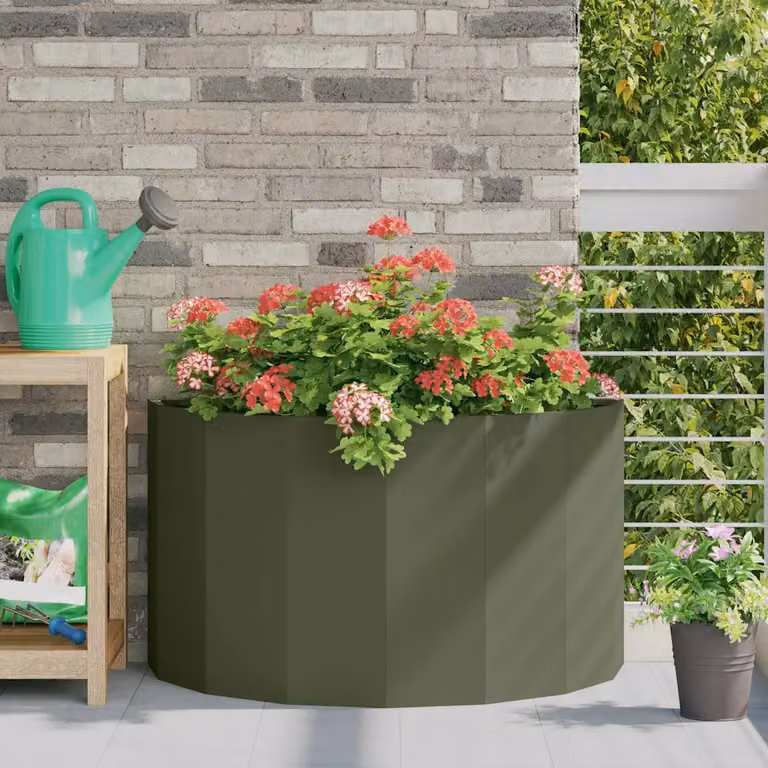 Fioriera vidaXL in acciaio verde oliva L 90 cm x P 45 cm x H 50 cm