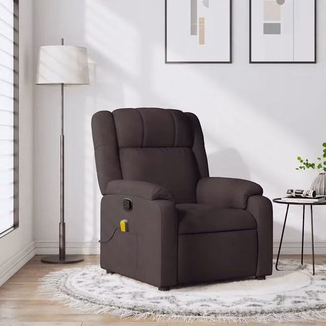 Poltrona Reclinabile Relax vidaXL in Tessuto Marrone con Braccioli e Regolazione Manuale – 1