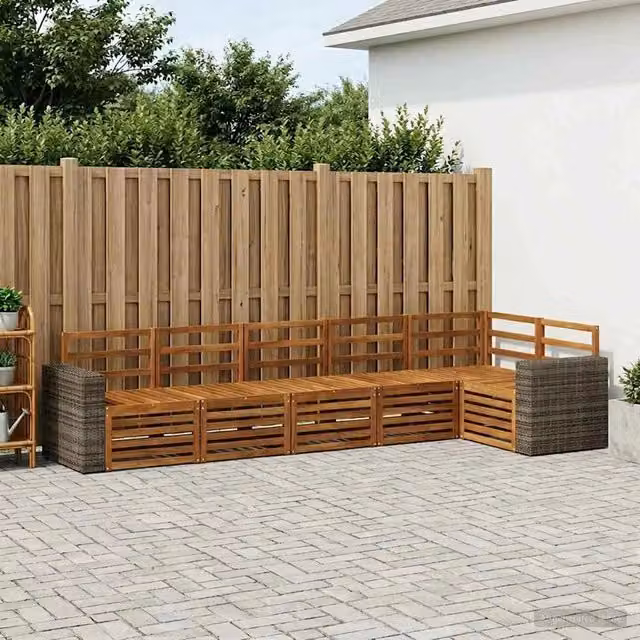 Set di divani da esterno 6 pz Naturale Poliestere 3384425