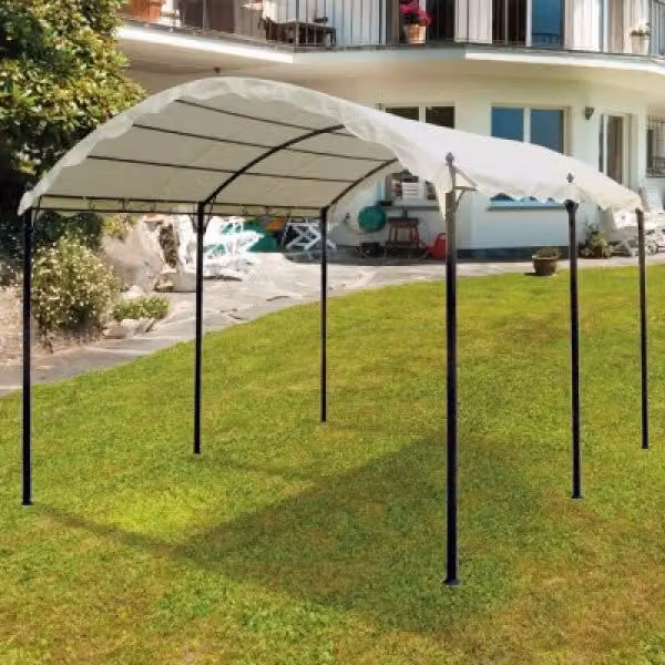 Gazebo Onda 3x4 con telo, struttura in metallo grigio, per arredo giardino
