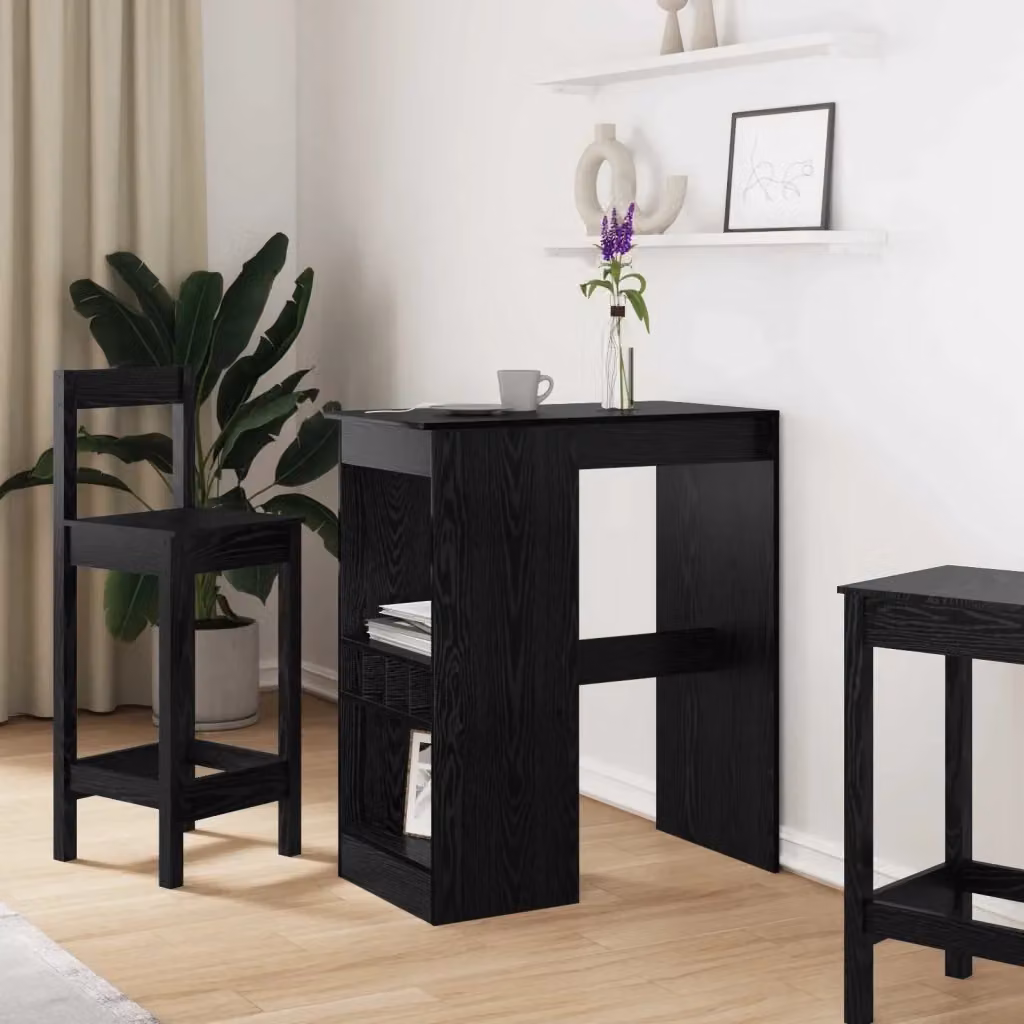 Tavolo da bar con scaffale in rovere nero L: 90 cm, P: 47.5 cm, H: 103.5 cm – 2