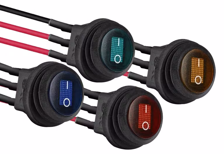 Confezione da 4 interruttori a levetta impermeabili, 12V 20A, SPST, con 3 pin, con LED, a forma circolare
