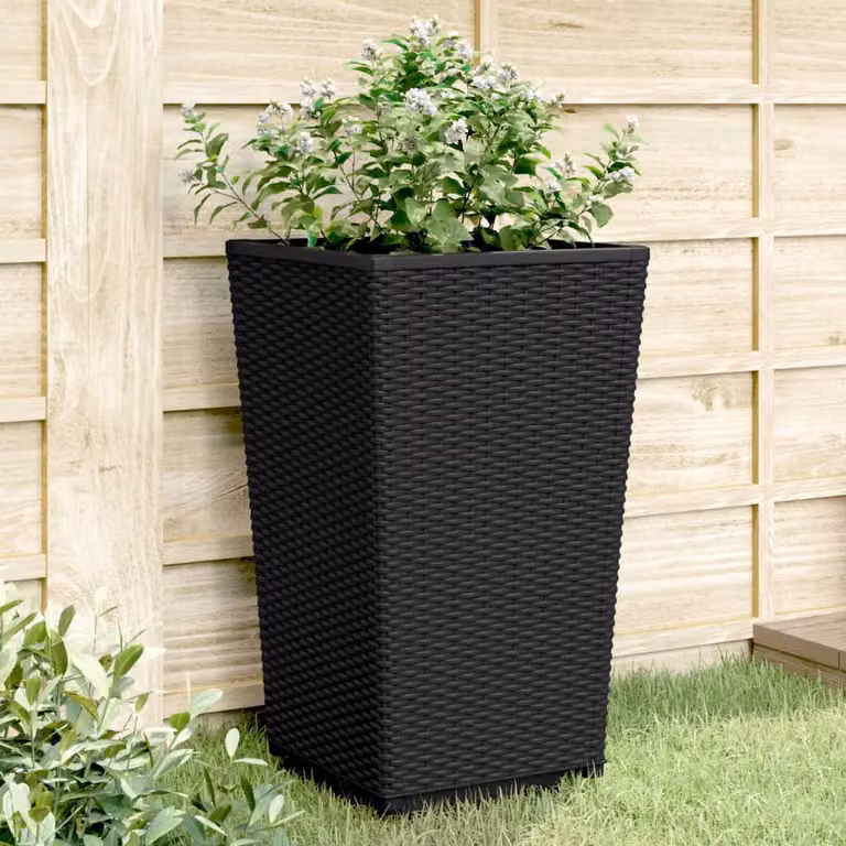 Set di 2 fioriere da giardino vidaXL in plastica nere, L/P/H: 32,5 x 32,5 x 57 cm