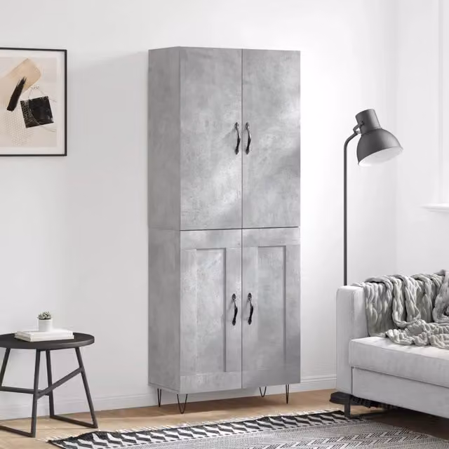 Credenza moderna vidaXL in legno e metallo grigio con ante a battente e ripiani interni L/P/H: 69,5 x 34 x 180 cm