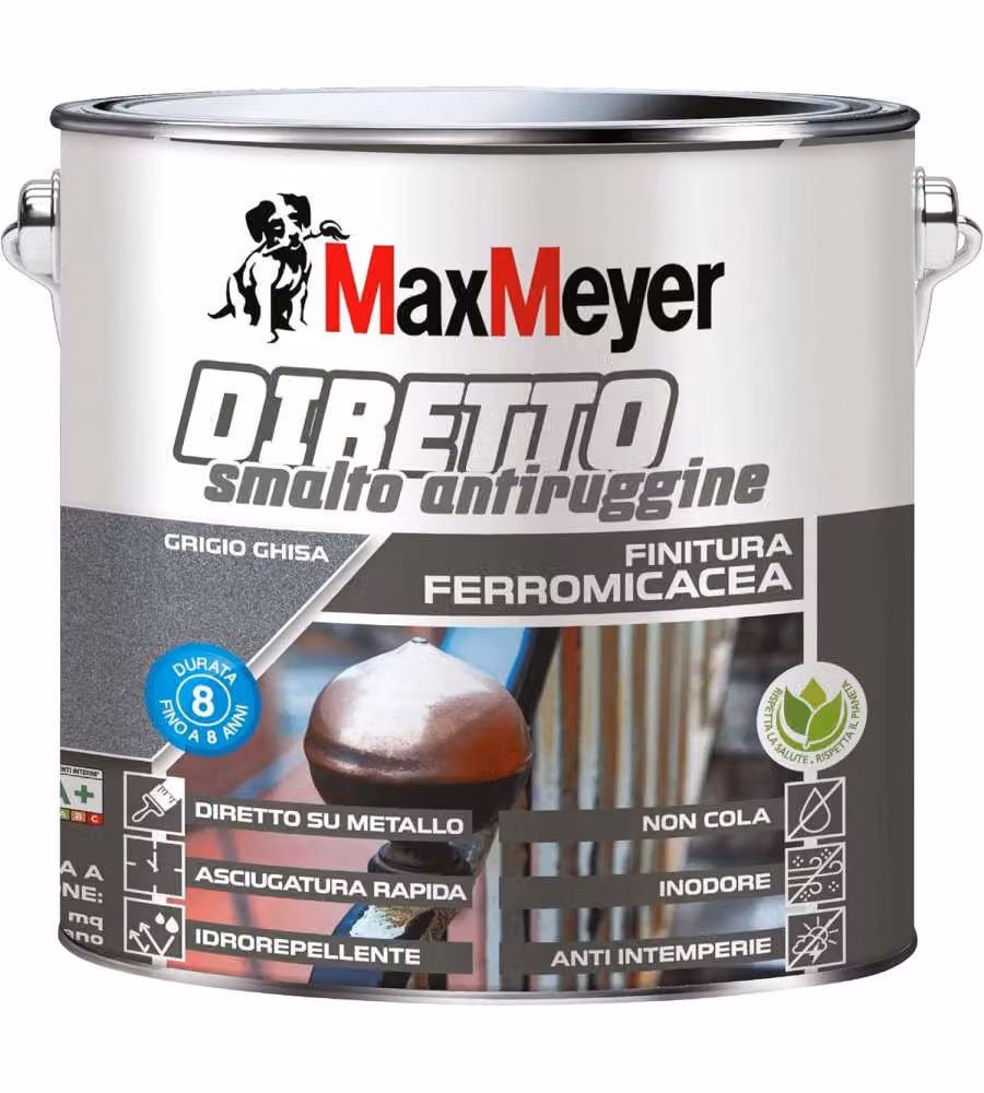 MaxMeyer Smalto Antiruggine Grigio Ghisa Base 2L per Interni ed Esterni