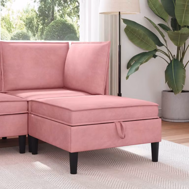 Pouf con contenitore vidaXL in velluto rosa per il tuo soggiorno