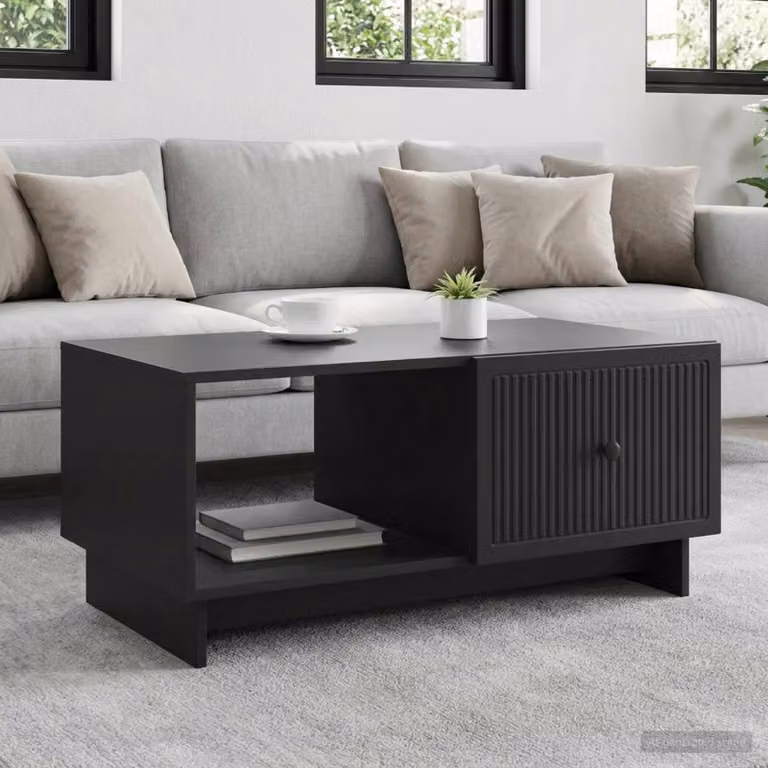 vidaXL Tavolino da salotto rettangolare nero in legno ingegnerizzato e metallo L 90 cm x P 50 cm x H 40 cm
