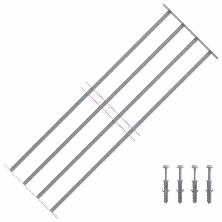 Grate per finestre regolabili vidaXL in acciaio galvanizzato color argento con 4 barre trasversali, L: 150 cm, H: 60 cm, P: 60 cm