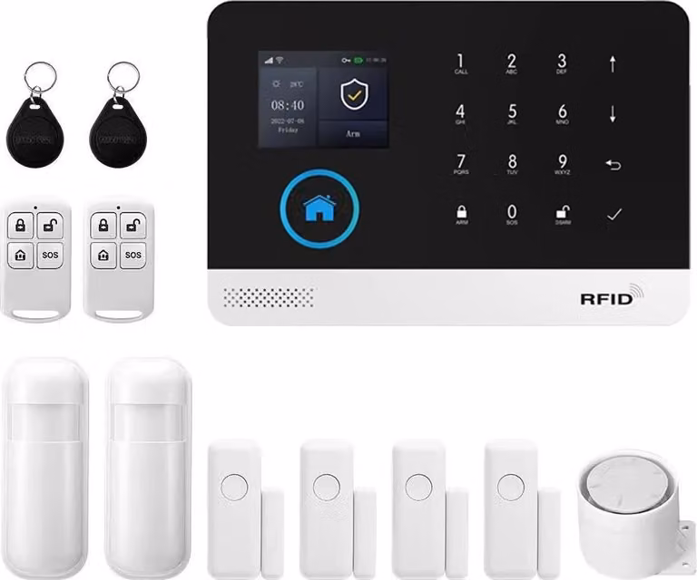Sistema di allarme antintrusione wireless, compatibile con la domotica, notifiche in tempo reale, kit di allarme 4G WiFi modello C, con spina di tipo EU