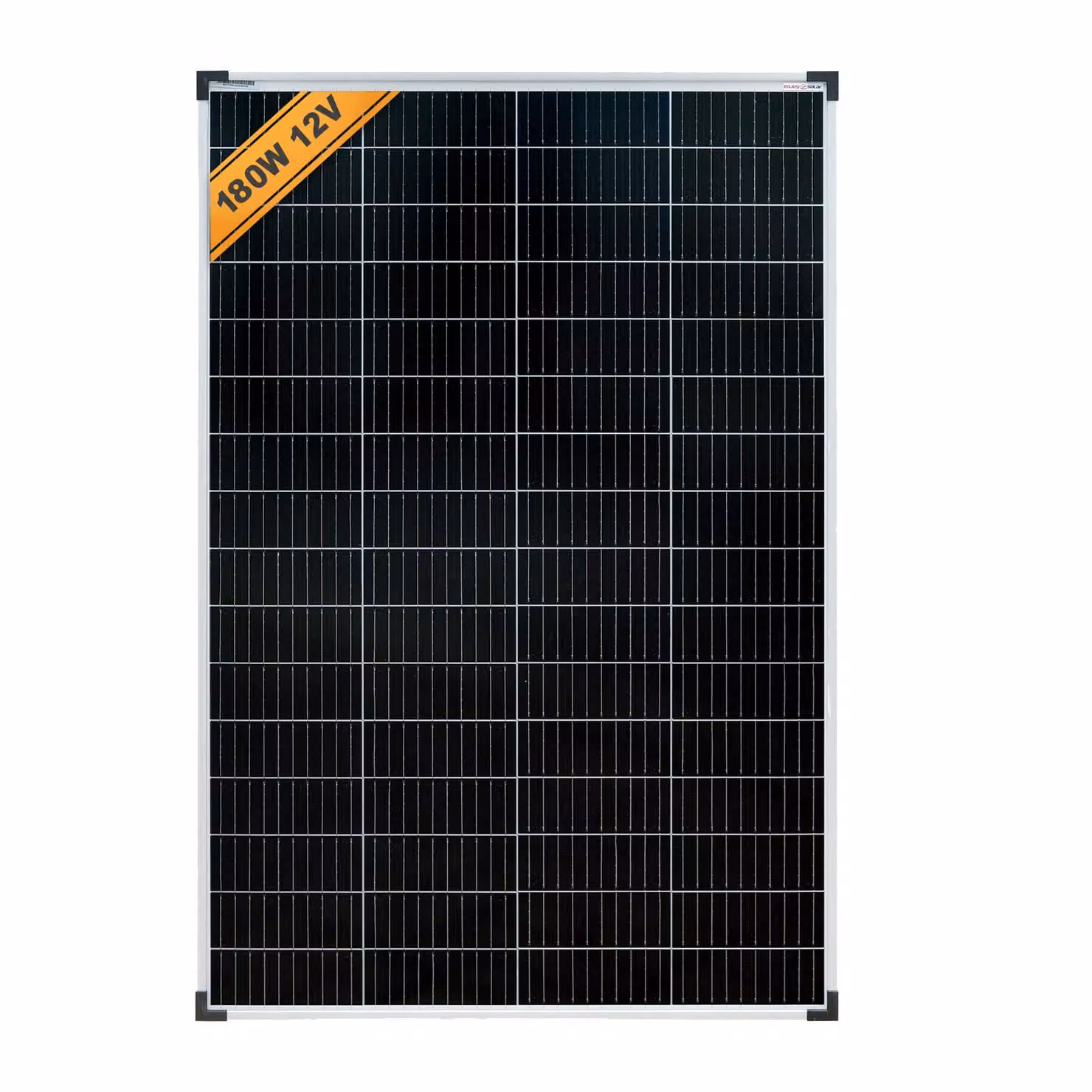 Pannello solare enjoy solar® monocristallino da 180 W, 12 V (cornice argentata), celle Perc da 182 mm, IVA 0%