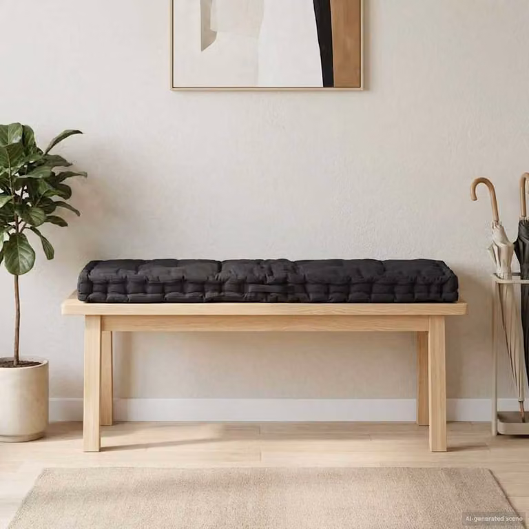 vidaXL Cuscino per Pallet e Pavimento in Cotone Nero L: 120 cm, P: 40 cm, H: 7 cm