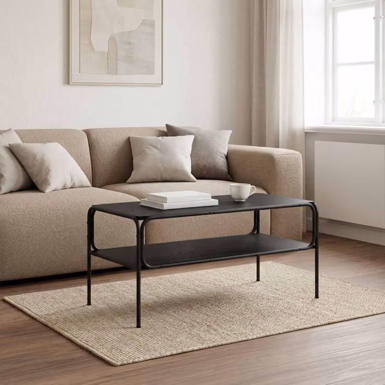 vidaXL Tavolo laterale moderno in rovere nero L: 100 cm, P: 50 cm, H: 46 cm