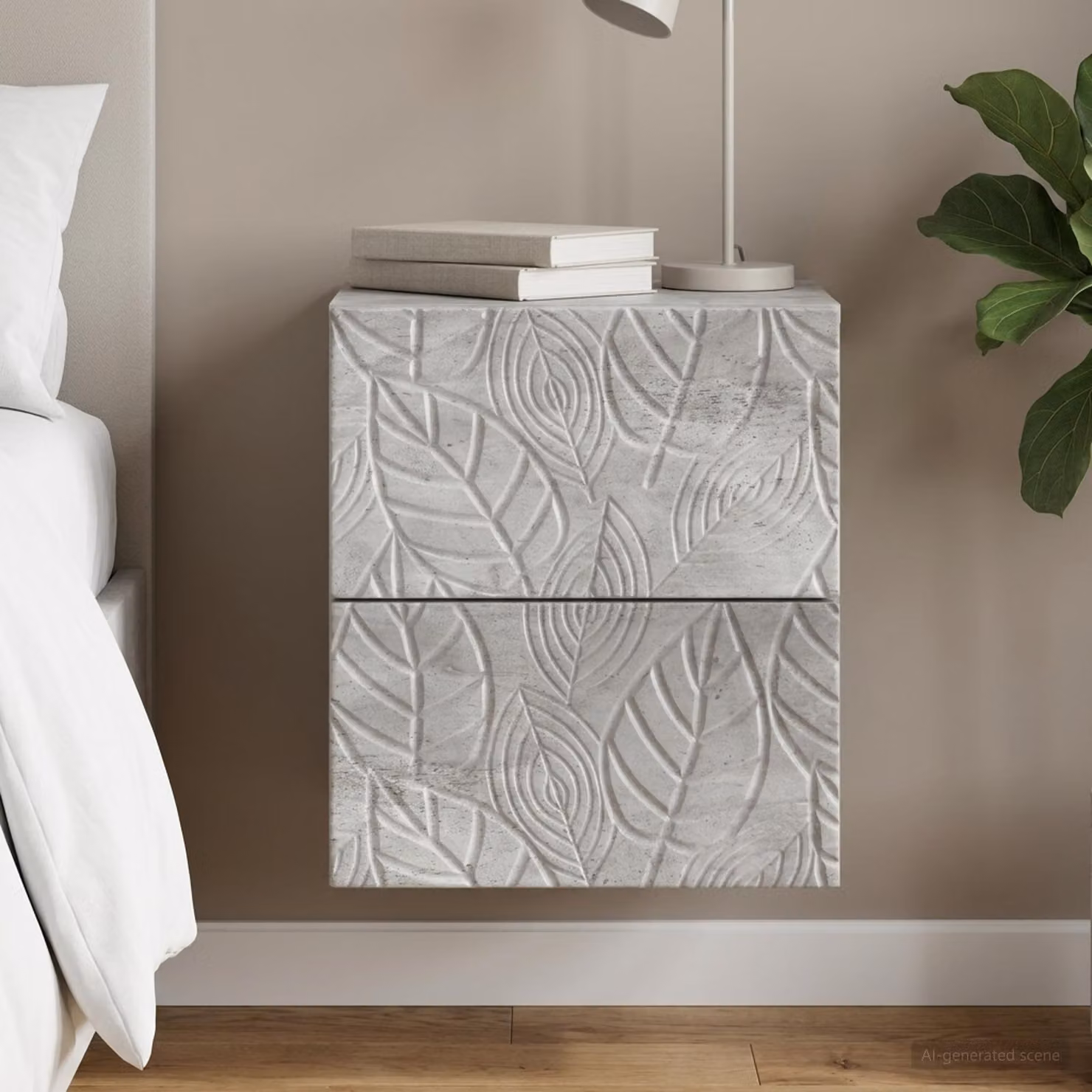 vidaXL Mobiletto da notte sospeso moderno Grigio Cemento L 34,5 cm x P 33 cm x H 40 cm