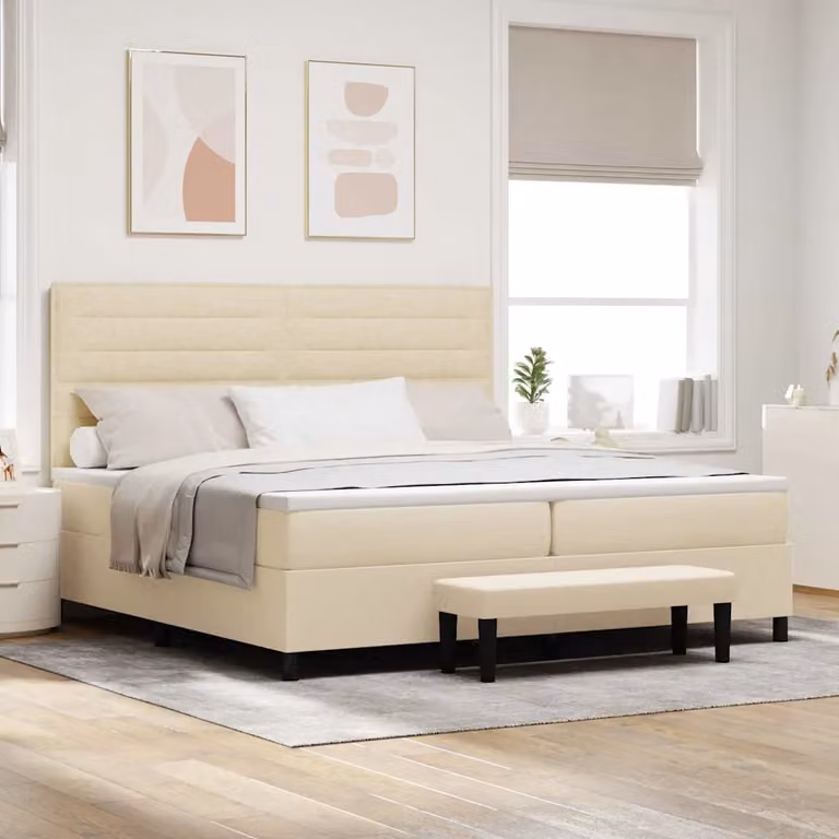 Letto ibrido con materasso vidaXL in tessuto beige L 200 x P 200 x H 280 cm
