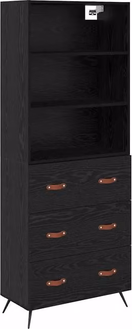 Credenza | Madia | Buffet da pranzo | Armadio da pranzo Rovere nero 69,5 x 34 x 180 cm Legno multistrato